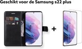 samsung galaxy s22 plus-samsung galaxy s22 pro boek case met pas houder zwart + screen protector tempert glass 3mm