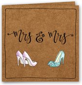 Mrs & Mrs - Kraft - Huwelijkskaart - Felicitatie - Homohuwelijk - Lesbisch - Huwelijk - Trouwen - Liefde - Handlettering - Duurzaam - Vierkant - Dubbele kaart