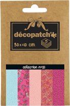 Decopatch Pocket No21 Zak met 5 vellen bedrukt papier 30x40 cm, assorti patroon (ref. 701-711-698-712 en 710)