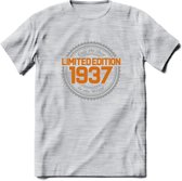 1937 Limited Edition Ring T-Shirt | Zilver - Goud | Grappig Verjaardag en Feest Cadeau Shirt | Dames - Heren - Unisex | Tshirt Kleding Kado | - Licht Grijs - Gemaleerd - S