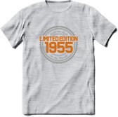 1955 Limited Edition Ring T-Shirt | Zilver - Goud | Grappig Verjaardag en Feest Cadeau Shirt | Dames - Heren - Unisex | Tshirt Kleding Kado | - Licht Grijs - Gemaleerd - XL