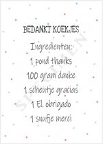 A6 (10.5x14.8cm) enkele traktatie kaarten koekjes recept bedankt  - 50 stuks | groothandel