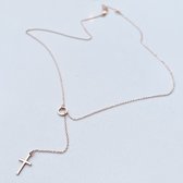 Layerketting | Collier | Kruis | AG925 | rosekleurig