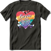 Born This Way | Pride T-Shirt | Grappig LHBTIQ+ / LGBTQ / Gay / Homo / Lesbi Cadeau Shirt | Dames - Heren - Unisex | Tshirt Kleding Kado | - Donker Grijs - L