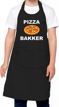 Pizzabakker keukenschort zwart voor jongens en meisjes - Pizza bakker schort/ keukenschort - Bakken met kinderen