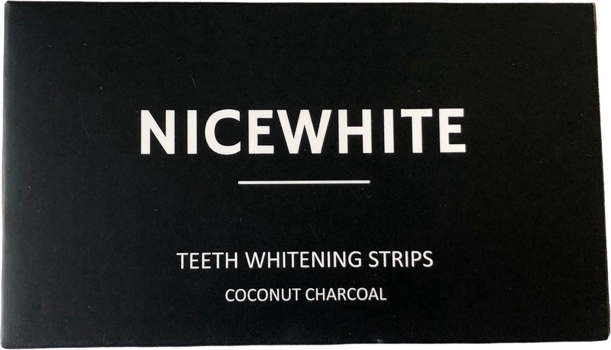 NICEWHITE | Tandenbleek Strips 28 stuks | Teeth Whitening Strips | Coconut Charcoal | Peroxidevrij | 100% natuurlijk | Tanden bleken | Wittere tanden