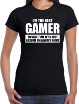 I'm the best gamer - always right t-shirt zwart dames - Cadeau verjaardag gamer - kado gamers S