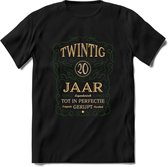 20 Jaar Legendarisch Gerijpt T-Shirt | Mos - Ivoor | Grappig Verjaardag en Feest Cadeau Shirt | Dames - Heren - Unisex | Tshirt Kleding Kado | - Zwart - M