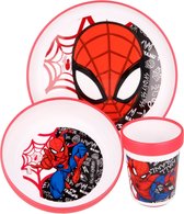 Spiderman servies - bord + kom + beker - Spider-Man serviesset - kunststof