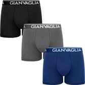 Gianvaglia 5005 Heren Boxershorts 3-pak – Effen – Blauw/Zwart/Grijs maat XXL