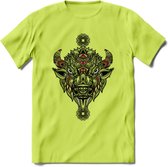 Bizon - Dieren Mandala T-Shirt | Rood | Grappig Verjaardag Zentangle Dierenkop Cadeau Shirt | Dames - Heren - Unisex | Wildlife Tshirt Kleding Kado | - Groen - XL