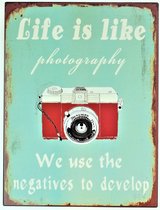 2D Metalen wandbord "Life is like" 33x25cm
