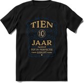 10 Jaar Legendarisch Gerijpt T-Shirt | Royal Blue - Ivoor | Grappig Verjaardag en Feest Cadeau Shirt | Dames - Heren - Unisex | Tshirt Kleding Kado | - Zwart - XXL