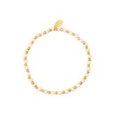 Jobo By JET - Pearl bracelet - Dames armband - Waterproef - Gold - Diamanten - Elastisch - Goud - Parelmoer