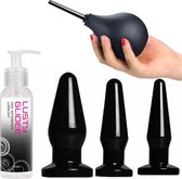 Lusty Buttplug Set Fuze - 3 x Anaal Plugs - 1 x Anaal Glijmiddel - 1 x Anaal Douche - Anaal Toys - Seksspeeltjes - Sex Toys