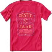 60 Jaar Legendarisch Gerijpt T-Shirt | Sky Blue - Ivoor | Grappig Verjaardag en Feest Cadeau Shirt | Dames - Heren - Unisex | Tshirt Kleding Kado | - Roze - XL