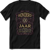 100 Jaar Legendarisch Gerijpt T-Shirt | Oud Roze - Ivoor | Grappig Verjaardag en Feest Cadeau Shirt | Dames - Heren - Unisex | Tshirt Kleding Kado | - Zwart - XL