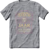 70 Jaar Legendarisch Gerijpt T-Shirt | Oud Roze - Ivoor | Grappig Verjaardag en Feest Cadeau Shirt | Dames - Heren - Unisex | Tshirt Kleding Kado | - Donker Grijs - Gemaleerd - L