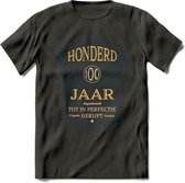 100 Jaar Legendarisch Gerijpt T-Shirt | Royal Blue - Ivoor | Grappig Verjaardag en Feest Cadeau Shirt | Dames - Heren - Unisex | Tshirt Kleding Kado | - Donker Grijs - XL