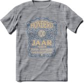 100 Jaar Legendarisch Gerijpt T-Shirt | Royal Blue - Ivoor | Grappig Verjaardag en Feest Cadeau Shirt | Dames - Heren - Unisex | Tshirt Kleding Kado | - Donker Grijs - Gemaleerd -