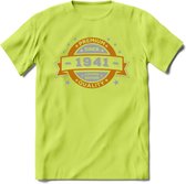 Premium Since 1941 T-Shirt | Zilver - Goud | Grappig Verjaardag en Feest Cadeau Shirt | Dames - Heren - Unisex | Tshirt Kleding Kado | - Groen - L