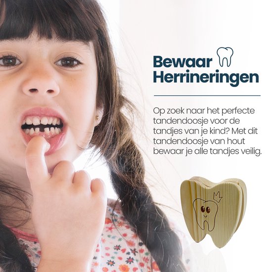 WiebelTandje Tanden Doosje SET Jongen en Meisje Hout met Elfje Floriene en de