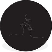 Illustration Couple presque embrassant sur fond noir Cercle mural aluminium ⌀ 60 cm - Tirage photo sur cercle mural / cercle vivant / cercle de jardin (décoration murale)