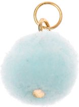 Pompon voor sieraden of decoratie 12mm Light Blue met goudkleurig oog