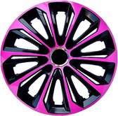 NRM - wieldoppen 16" - zwart met roze - set van 4 stuks - ABS / Duurzaam / Resistant