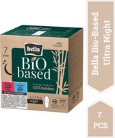 Bella Maandverband Bio Based Ultra Night 100% Bamboo Vegan (7 stuks), Biogebaseerd, milieuvriendelijk, gemaakt met bamboe, voordeelpakket - 7 stucks