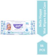 Bella Baby Happy Wet Wipes Aqua Care (56 stuks-1 Pak), bestaat uit 99% water, met watermeloenextract, 100% katoen