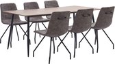 Decoways - 7-delige Eethoek kunstleer donkerbruin