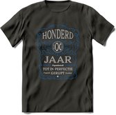 100 Jaar Legendarisch Gerijpt T-Shirt | Blauw - Grijs | Grappig Verjaardag en Feest Cadeau Shirt | Dames - Heren - Unisex | Tshirt Kleding Kado | - Donker Grijs - XXL