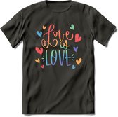 Love Is Love | Pride T-Shirt | Grappig LHBTIQ+ / LGBTQ / Gay / Homo / Lesbi Cadeau Shirt | Dames - Heren - Unisex | Tshirt Kleding Kado | - Donker Grijs - XXL