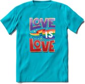 Love Is Love | Pride T-Shirt | Grappig LHBTIQ+ / LGBTQ / Gay / Homo / Lesbi Cadeau Shirt | Dames - Heren - Unisex | Tshirt Kleding Kado | - Blauw - L