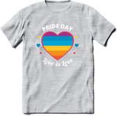Love Is Love | Pride T-Shirt | Grappig LHBTIQ+ / LGBTQ / Gay / Homo / Lesbi Cadeau Shirt | Dames - Heren - Unisex | Tshirt Kleding Kado | - Licht Grijs - Gemaleerd - XL