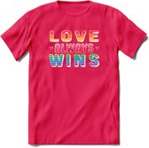 Love Wins | Pride T-Shirt | Grappig LHBTIQ+ / LGBTQ / Gay / Homo / Lesbi Cadeau Shirt | Dames - Heren - Unisex | Tshirt Kleding Kado | - Roze - XL