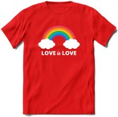 Love Is Love | Pride T-Shirt | Grappig LHBTIQ+ / LGBTQ / Gay / Homo / Lesbi Cadeau Shirt | Dames - Heren - Unisex | Tshirt Kleding Kado | - Rood - XL