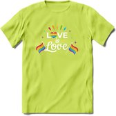Love Is Love | Pride T-Shirt | Grappig LHBTIQ+ / LGBTQ / Gay / Homo / Lesbi Cadeau Shirt | Dames - Heren - Unisex | Tshirt Kleding Kado | - Groen - S