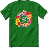 Love Is Love | Pride T-Shirt | Grappig LHBTIQ+ / LGBTQ / Gay / Homo / Lesbi Cadeau Shirt | Dames - Heren - Unisex | Tshirt Kleding Kado | - Donker Groen - M