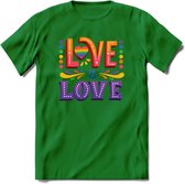 Love Is Love | Pride T-Shirt | Grappig LHBTIQ+ / LGBTQ / Gay / Homo / Lesbi Cadeau Shirt | Dames - Heren - Unisex | Tshirt Kleding Kado | - Donker Groen - S