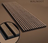 Houten akoestische panelen -Walnoot – 2400x600x20 mm, Akupanel, lattenwand, houten latten, akoestiek, wandbekleding, houten wand