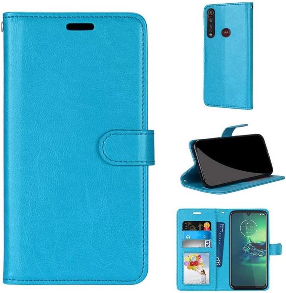 LuxeBass Hoesje geschikt voor Motorola Moto G8 Power hoesje book case turquoise - bookcase - boekhoesje - book case - boek hoesje