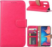 LuxeBass Hoesje geschikt voor Samsung Galaxy A20E - Bookcase Roze - portemonnee hoesje - telefoonhoes - gsm hoes - telefoonhoesjes