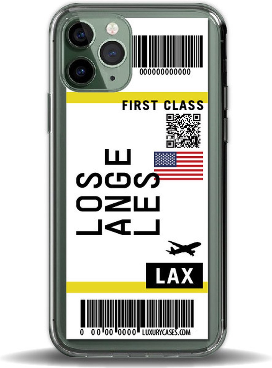 iPhone 12/12 Pro case vliegticket Los Angeles - Transparant - hoesje - iPhone 12/12 Pro