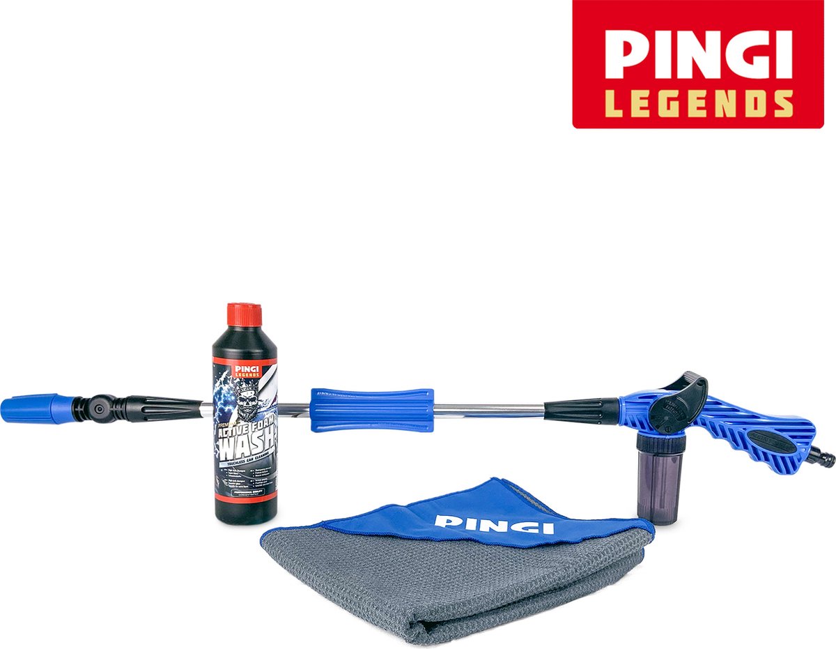 Pingi Car Care Schoonmaakset Auto met Spuitpistool, Active Foam Wash en XXL droogdoek - Poetspakket - Voordeelset