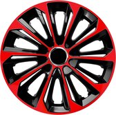 NRM - wieldoppen 14" - zwart met rood - set van 4 stuks - ABS / Duurzaam / Resistant