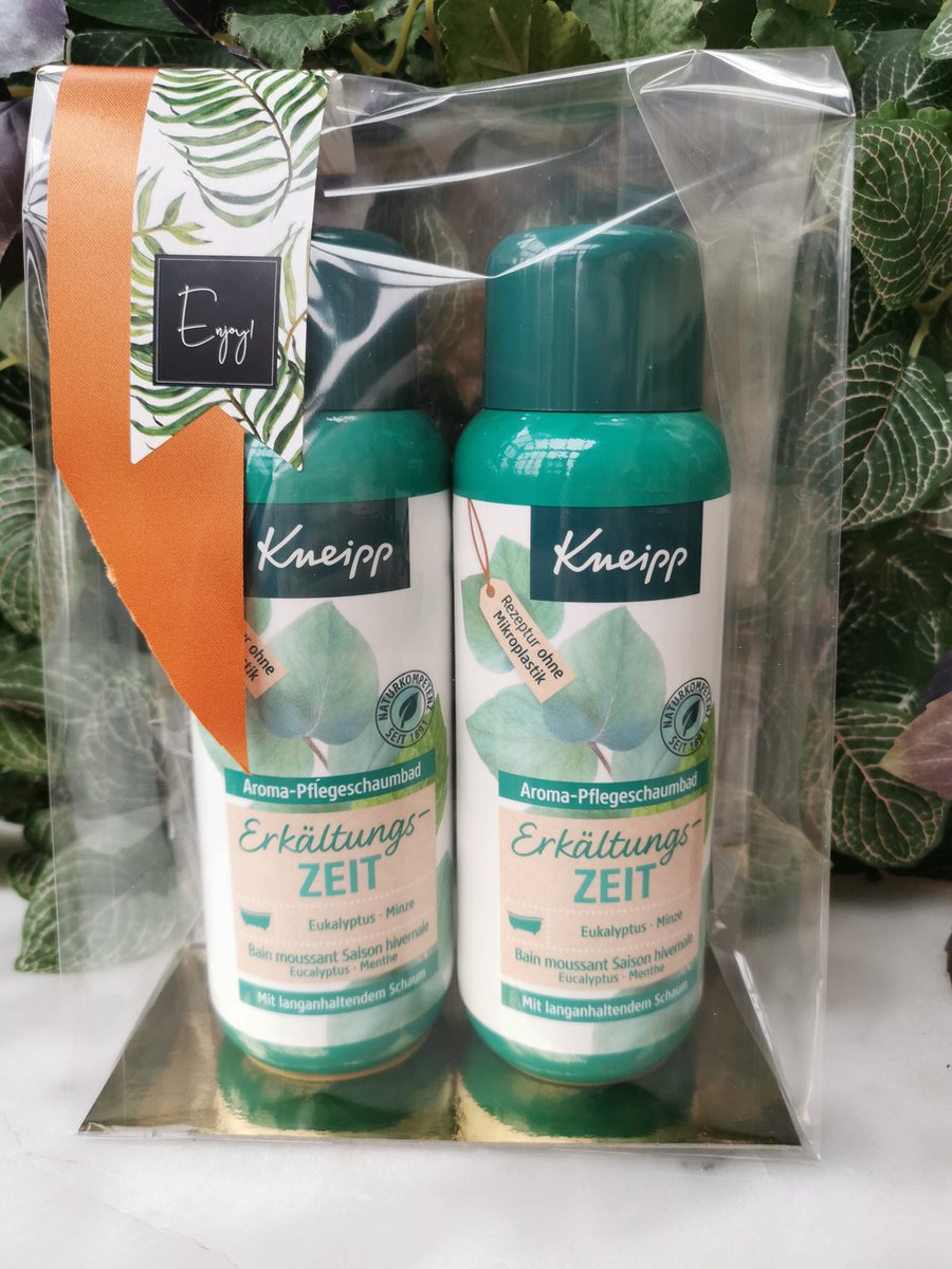 moeilijk Eerste Vaccineren Set van 2 flacons badschuim Kneipp erkaltungszeit met eucalyptus en munt in  geschenkverpakking vegan product voor heren en dames