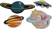 Akyol - Strijk embleem planeten ruimte patch set (4)' – stof & strijk applicatie - planeten
