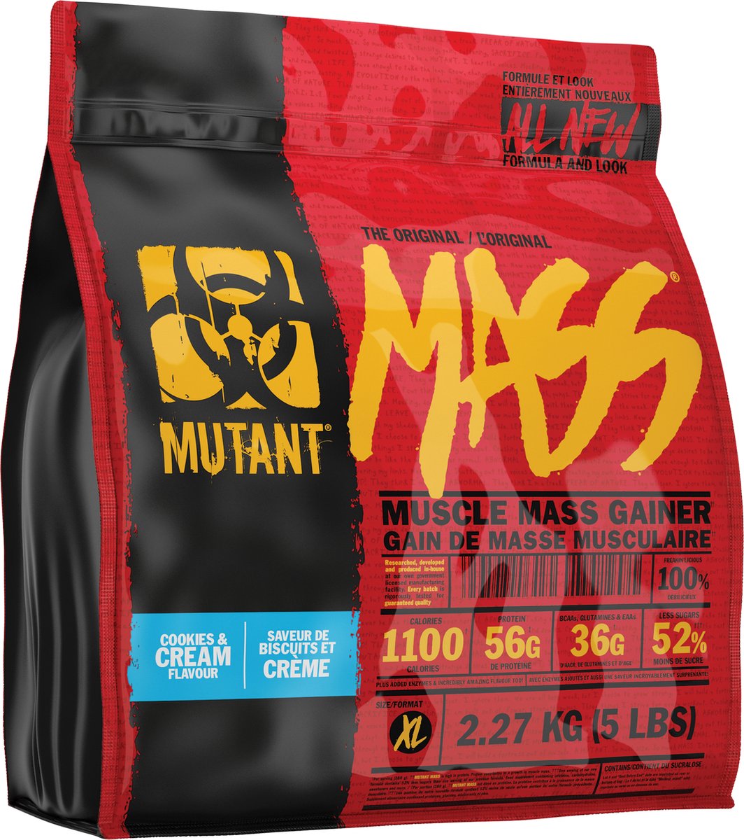 Goedkoopste Mutant Mass - Muscle Mass Gainer - Weight Gainer / Mass Gainer - Cookies & Cream - 2200 gram (8 Shakes